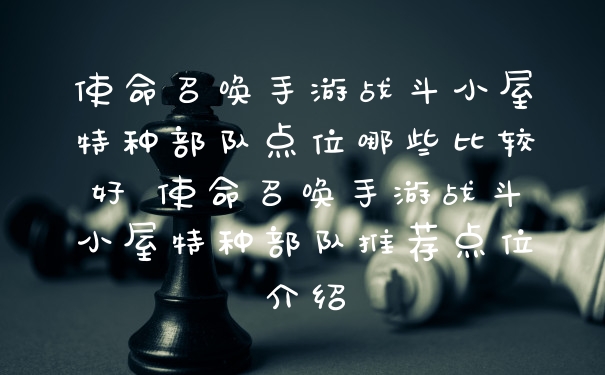 使命召唤手游战斗小屋特种部队点位哪些比较好 使命召唤手游战斗小屋特种部队推荐点位介绍