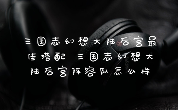 三国志幻想大陆后宫最佳搭配 三国志幻想大陆后宫阵容队怎么样