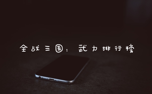 全战三国：武力排行榜