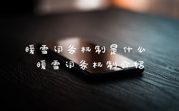 暖雪词条机制是什么 暖雪词条机制介绍