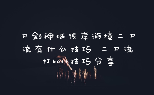刀剑神域彼岸游境二刀流有什么技巧 二刀流打boss技巧分享