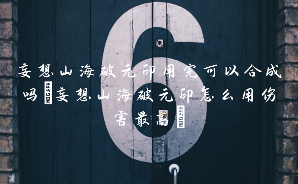 妄想山海破元印用完可以合成吗(妄想山海破元印怎么用伤害最高)