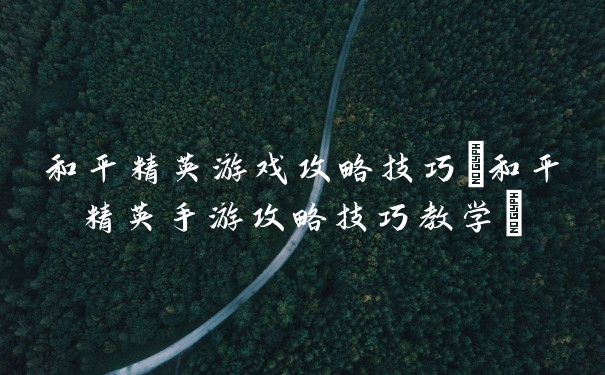 和平精英游戏攻略技巧(和平精英手游攻略技巧教学)