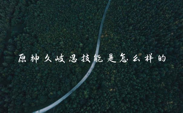 原神久岐忍技能是怎么样的