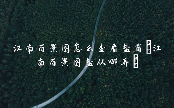 江南百景图怎么查看盐商(江南百景图盐从哪弄)