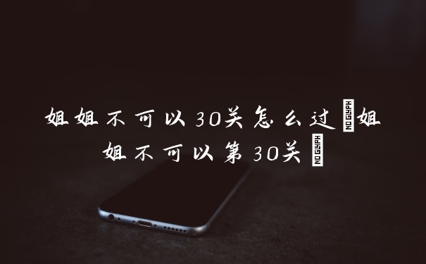 姐姐不可以30关怎么过(姐姐不可以第30关)