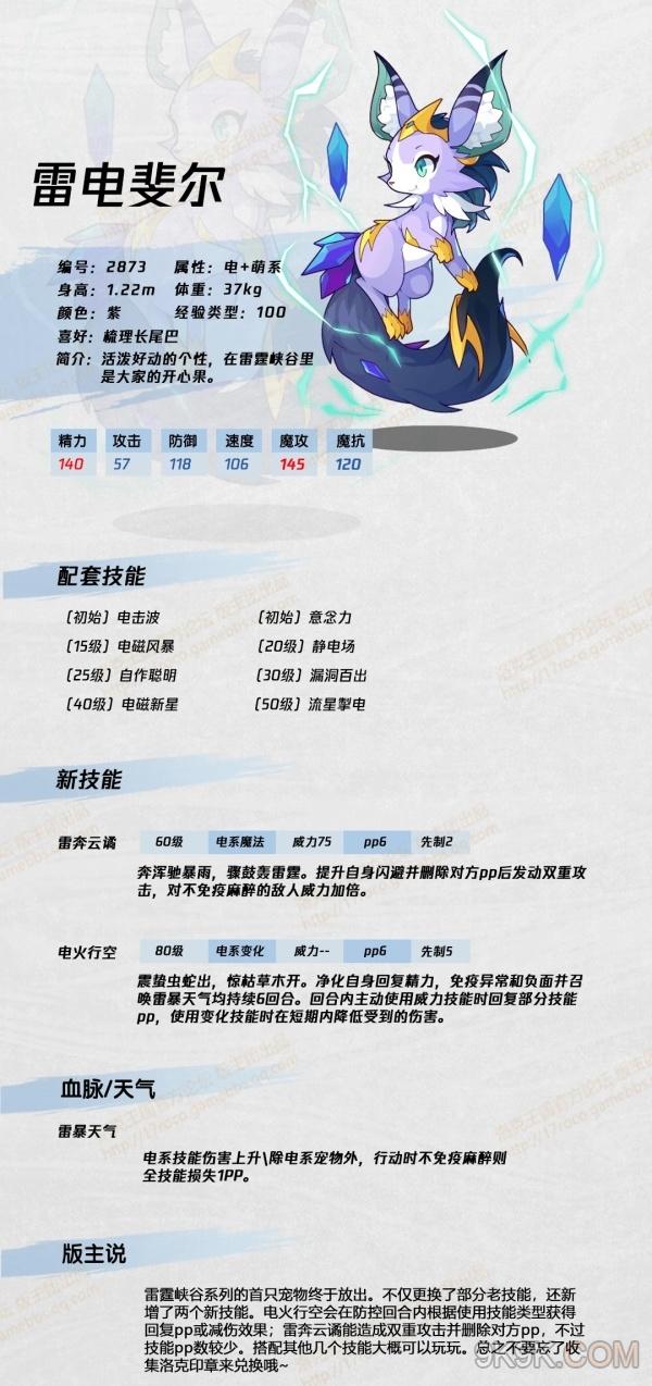 洛克王国雷电婓儿技能表汇总