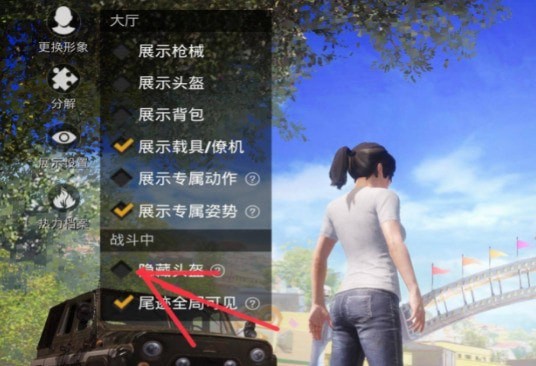 和平精英头盔怎么隐藏起来