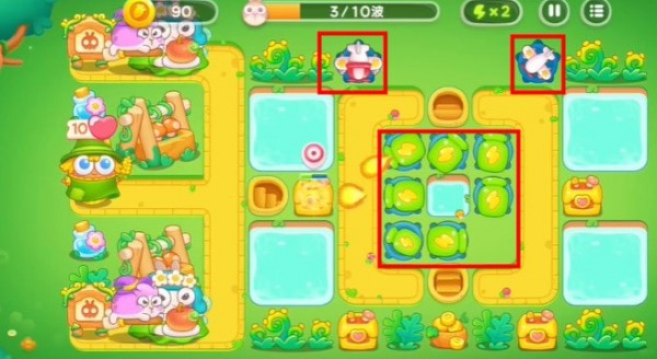 保卫萝卜4绿野奇缘52关怎么通关 保卫萝卜4绿野奇缘52关攻略图解法