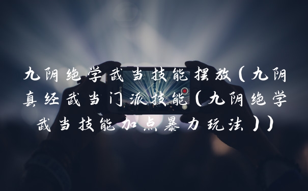 九阴绝学武当技能摆放（九阴真经武当门派技能（九阴绝学武当技能加点暴力玩法））